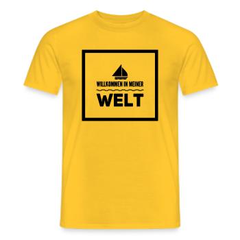 Sailing Saying Gift Welcome to my world - Men's T-Shirt - yellow - Front - AI Model Male 178 dark (178cm)