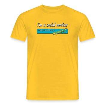 L’argent des travailleurs sociaux - T-shirt homme - jaune - Devant - AI Model Male 178 dark (178cm)