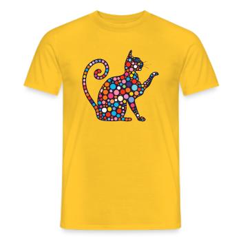 Chat en mosaïque coloré - T-shirt homme - jaune - Devant - AI Model Male 178 dark (178cm)