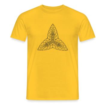 Mandala Triskele Net Line - Men's T-Shirt - yellow - Front - AI Model Male 178 dark (178cm)