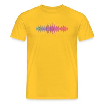 Sound Waves Music Wave Vintage Retro DJ Heart Disc - Men's T-Shirt - yellow - Front - AI Model Male 178 dark (178cm)