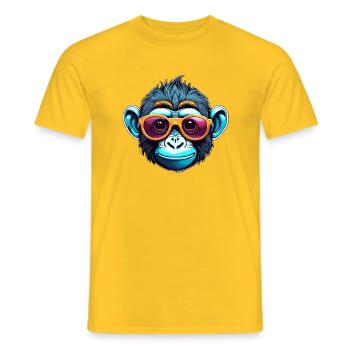 Monkey / Animal / Zoo / Wild / Comic / Sunglasses - Men's T-Shirt - yellow - Front - AI Model Male 178 dark (178cm)
