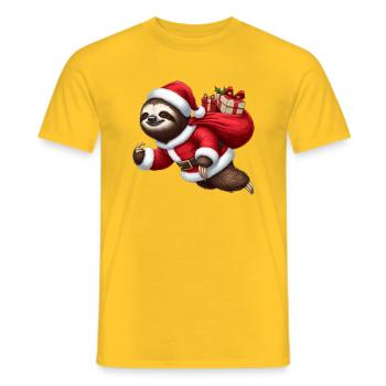 Festliches Faultier Weihnachtsmann Weihnachten Weihnachten Lustig - Männer T-Shirt - Gelb - Vorne - AI Model Male 178 dark (178cm)