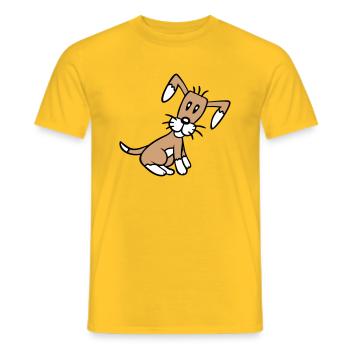 chien assis mignon petit chiot heureux animal de compagnie - T-shirt homme - jaune - Devant - AI Model Male 178 dark (178cm)
