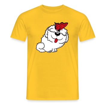 Dog Butterfly Nose Cute Funny Happy Comic - Men's T-Shirt - yellow - Front - AI Model Male 178 dark (178cm)