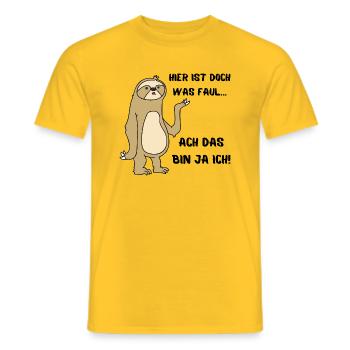 Hier ist doch was Faul - Lustiges Faultier - Männer T-Shirt - Gelb - Vorne - AI Model Male 178 dark (178cm)
