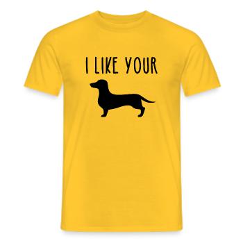 I Like Your Wiener - I Love Your Dachshund - Männer T-Shirt - Gelb - Vorne - AI Model Male 178 dark (178cm)