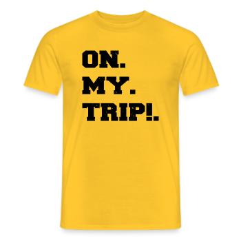 eat sleep travel present idea awesome hiking - Männer T-Shirt - Gelb - Vorne - AI Model Male 178 dark (178cm)