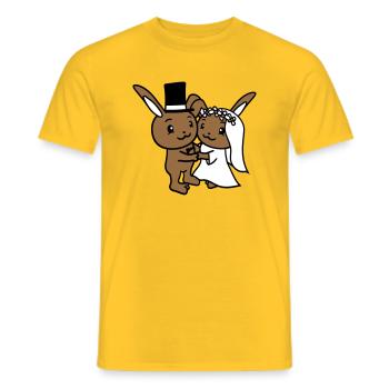 2 Hasen Hochzeit Heiraten Bräutigam Braut Verlobt - Männer T-Shirt - Gelb - Vorne - AI Model Male 178 dark (178cm)