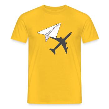 Avion en papier - Fun Airline Pilot Aviation - T-shirt homme - jaune - Devant - AI Model Male 178 dark (178cm)