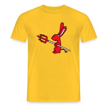 Bunny Devil Demon Evil Satan Hell Trident Costume - Men's T-Shirt - yellow - Front - AI Model Male 178 dark (178cm)