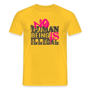 aucun humain n’est illégal - The Original - T-shirt homme - jaune - Devant - AI Model Male 178 dark (178cm)