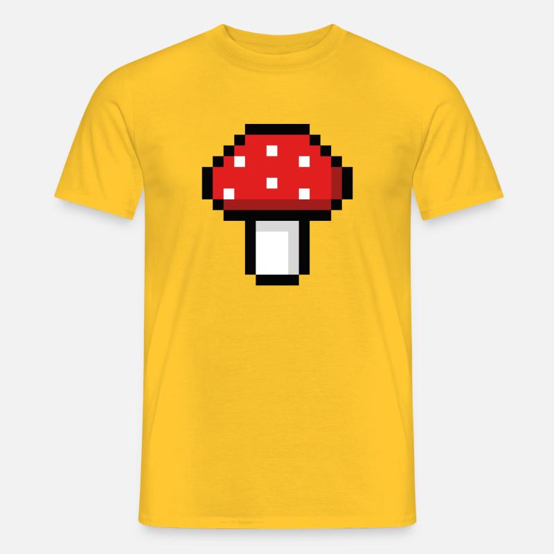Pixel - Pilz - Männer T-Shirt - Gelb