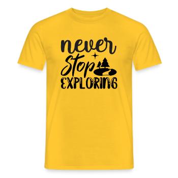 Never stop discovering. never stop exploring - Men's T-Shirt - yellow - Front - AI Model Male 178 dark (178cm)