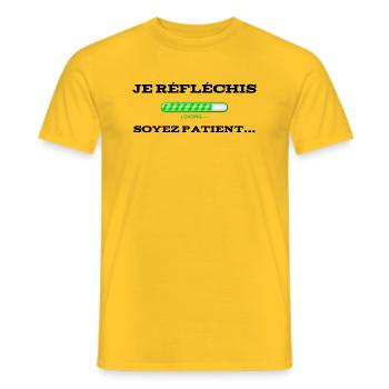 Je réfléchis ! Soyez patient ! - T-shirt homme - jaune - Devant - AI Model Male 178 dark (178cm)