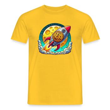 Vers la Lune ! 🚀 Fusée Bitcoin - T-shirt homme - jaune - Devant - AI Model Male 178 dark (178cm)
