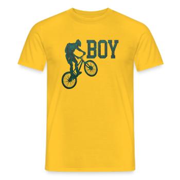 bike bicycle cycle lifestyle healthy transport - Men's T-Shirt - yellow - Front - AI Model Male 178 dark (178cm)