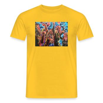 Hey Junge Hey Mädchen - Männer T-Shirt - Gelb - Vorne - AI Model Male 178 dark (178cm)