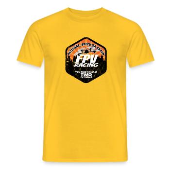Altitute Speed or Brain - FPV Race - Männer T-Shirt - Gelb - Vorne - AI Model Male 178 dark (178cm)