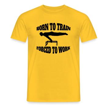Fitness Athlete Strength Training Bodybuilder Muscle - Men's T-Shirt - yellow - Front - AI Model Male 178 dark (178cm)