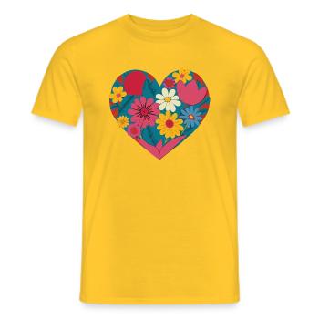 Amour - Fleurs - Cœur - T-shirt homme - jaune - Devant - AI Model Male 178 dark (178cm)
