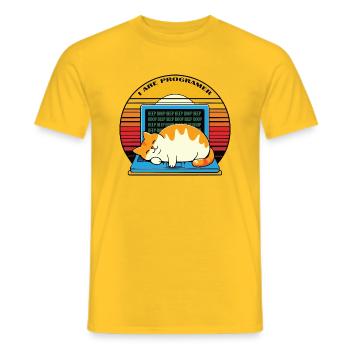 Ich bin Programmierer, fette schlafende Katze - Männer T-Shirt - Gelb - Vorne - AI Model Male 178 dark (178cm)