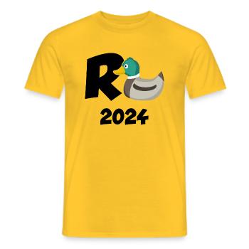 Rente 2024 Kollegen Rentner R Ente - Männer T-Shirt - Gelb - Vorne - AI Model Male 178 dark (178cm)