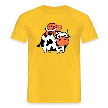 Tortue d’eau vache 2 amis équipe équitation mignon - T-shirt homme - jaune - Devant - AI Model Male 178 dark (178cm)