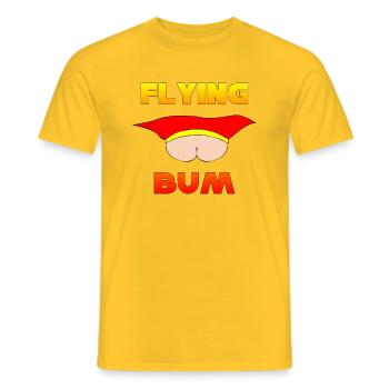 Flying Bum (Gesicht auf) mit Text - Männer T-Shirt - Gelb - Vorne - AI Model Male 178 dark (178cm)