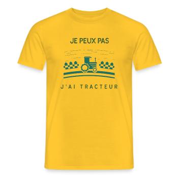 Je peux pas j'ai tracteur - T-shirt homme - jaune - Devant - AI Model Male 178 dark (178cm)