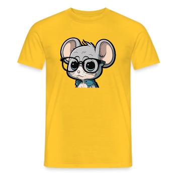 Süße niedliche Maus mit einer Brille - Männer T-Shirt - Gelb - Vorne - AI Model Male 178 dark (178cm)