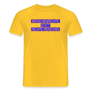 Menschenrechte statt rechte Menschen! - Männer T-Shirt - Gelb - Vorne - AI Model Male 178 dark (178cm)