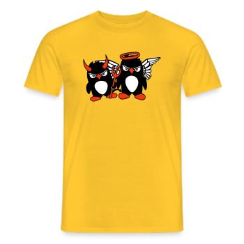 2 Pingouins Ange Diable Mal Bon Ciel Enfer Cool - T-shirt homme - jaune - Devant - AI Model Male 178 dark (178cm)