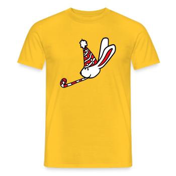 Lapin Anniversaire Années Vieux Cadeau Serviette Chapeau de fête - T-shirt homme - jaune - Devant - AI Model Male 178 dark (178cm)