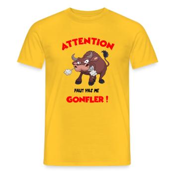 attention gonfler vache ferme énerve colère - T-shirt homme - jaune - Devant - AI Model Male 178 dark (178cm)
