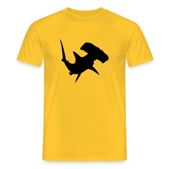 Silhouette avec un grand requin marteau - T-shirt homme - jaune - Devant - AI Model Male 178 dark (178cm)