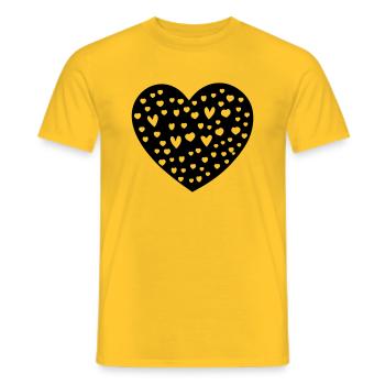 Symbole de coeur Amour Mignons Cœurs Rose Dessin Vecteur - T-shirt homme - jaune - Devant - AI Model Male 178 dark (178cm)
