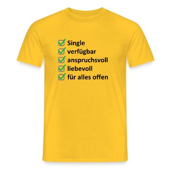 Single - Männer T-Shirt - Gelb - Vorne - AI Model Male 178 dark (178cm)