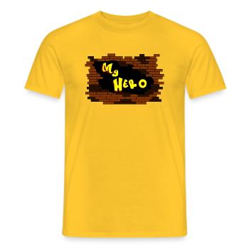 MY HERO graffiti - Men's T-Shirt - yellow - Front - AI Model Male 178 dark (178cm)