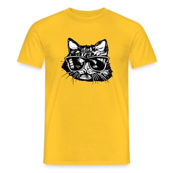 Cat Head Sunglasses Drawing 1 A - Men's T-Shirt - yellow - Front - AI Model Male 178 dark (178cm)