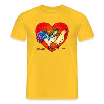 Hahn und Henne - Männer T-Shirt - Gelb - Vorne - AI Model Male 178 dark (178cm)
