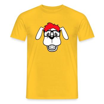 Hund Nerd Hornbrille Geek Zahnspange Schlau Lustig - Männer T-Shirt - Gelb - Vorne - AI Model Male 178 dark (178cm)