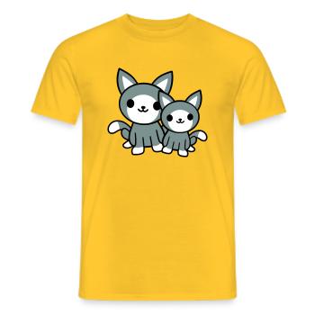 2 chats amis équipe équipage deux chatons de compagnie - T-shirt homme - jaune - Devant - AI Model Male 178 dark (178cm)