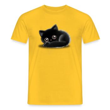 Black Cat 🐈 ⬛ - Men's T-Shirt - yellow - Front - AI Model Male 178 dark (178cm)