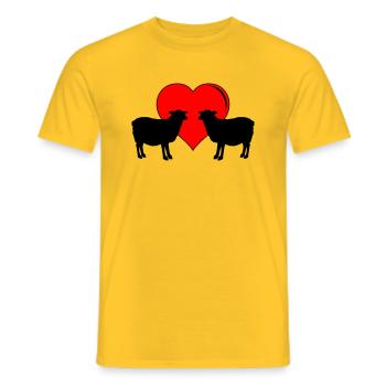 Sheep Love - Men's T-Shirt - yellow - Front - AI Model Male 178 dark (178cm)