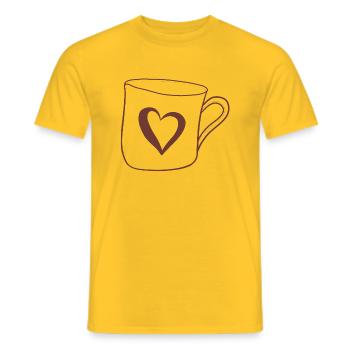 Becher mit Herz - Männer T-Shirt - Gelb - Vorne - AI Model Male 178 dark (178cm)