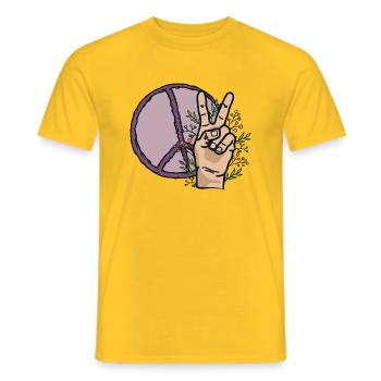 Signes de paix - T-shirt homme - jaune - Devant - AI Model Male 178 dark (178cm)