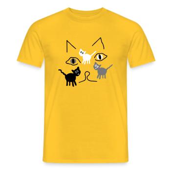 three cats fantasy - Men's T-Shirt - yellow - Front - AI Model Male 178 dark (178cm)