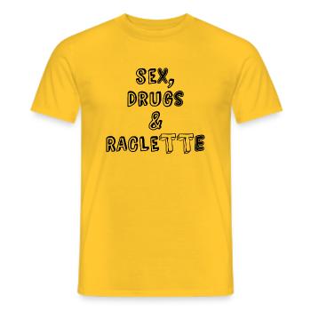 Sex, Drugs & Raclette - Men's T-Shirt - yellow - Front - AI Model Male 178 dark (178cm)