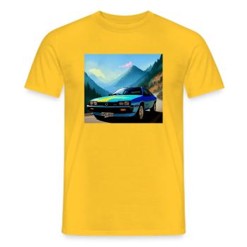 Voiture de sport des années 80 - T-shirt homme - jaune - Devant - AI Model Male 178 dark (178cm)